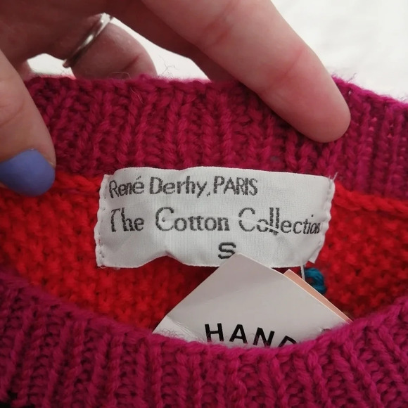 NWT Vintage Hand Made René Derhy Paris Wool Blend Embroidered Knit Sweater Small - Picture 12 of 16